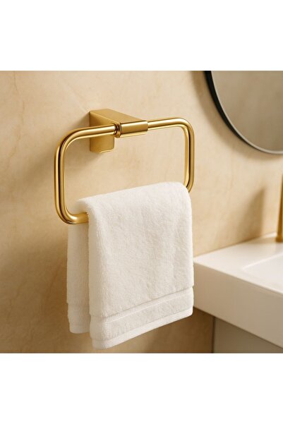 banyosepeti Orion Gold Kare Havluluk Halka – Modern Kare Form, Duvara Monte, ...