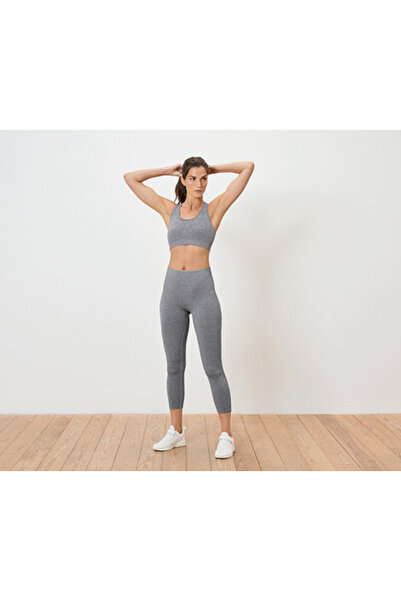 Tchibo Kadın Dikişsiz Spor Tayt, 7/8, Kırç.Gri