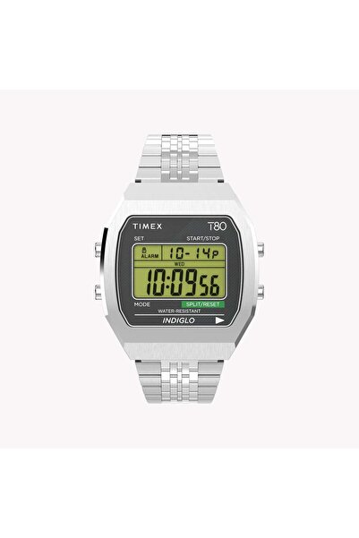 Timex Unisex Stainless Steel Black Lens Watch, Silver | T80