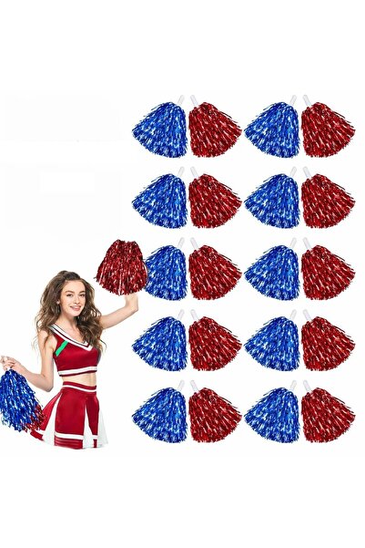 ForWhat 10Pairs 20Pcs Red Blue Silver Metallic Pom Poms Set for Office Home O...