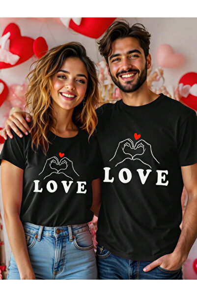 Oceanwear Love Printed Lover Couple Combination Short Sleeve Crew Neck 2-Piec...