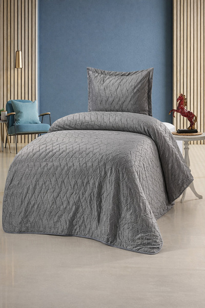 Bikaya Home Zara Single Velvet Bedspread Set |   180X240 cm |   Soft Textured...