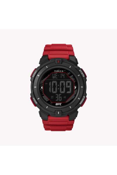 Timex Men's Red Digital Watch, Black Resin Case | T5k892