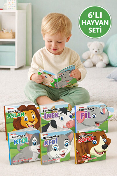 TOYFEST 6’lı Set Ben Kim Hayvanlar | 0–3 Yaş Eğitici Karton Kitap | Aslan İne...