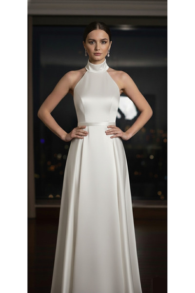 makbuleofficial Halter Yaka Etekleri Pileli Mezuniyet Elbisesi