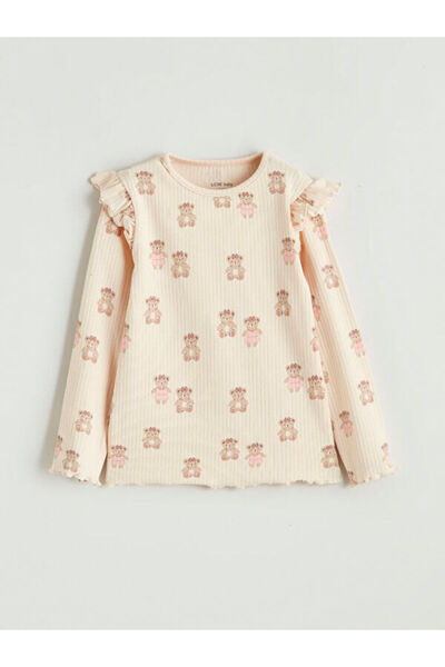 LC Waikiki Zero Roba Collar Teddy Bear Embroidered Baby Girl T-Shirt from Uzg...