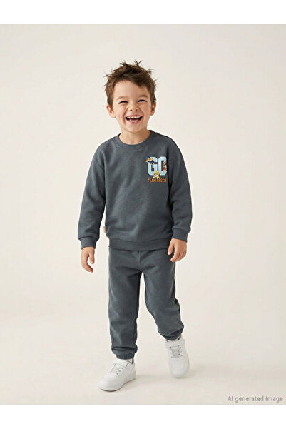 LC Waikiki Sweatshirt și pantaloni de trening pentru băieți cu imprimeu Paw P...
