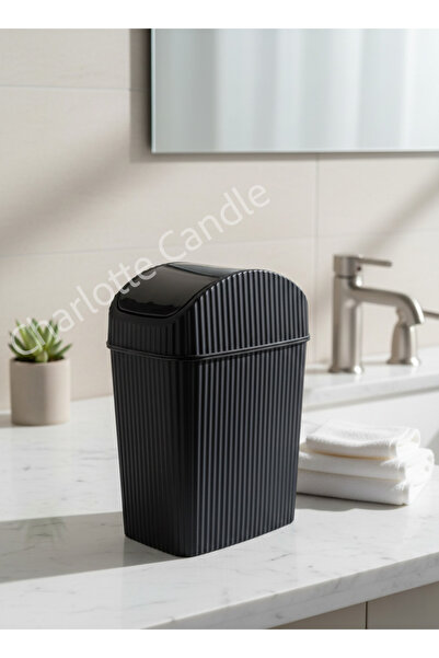 Charlotte Candle Döner Kapaklı Siyah 2.5 Litre Mini Banyo Çöp Kovası - Tuvale...