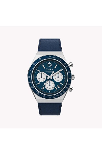 Timex Men's Blue Leather Chrono, Stainless Steel | Tw2w51700