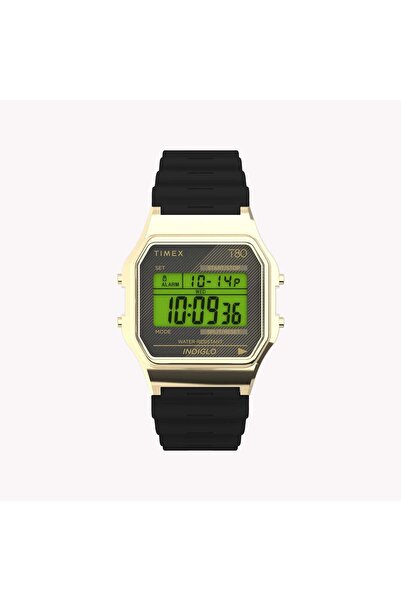 Timex Unisex Gold Tone Resin Strap, Black Lens | T80