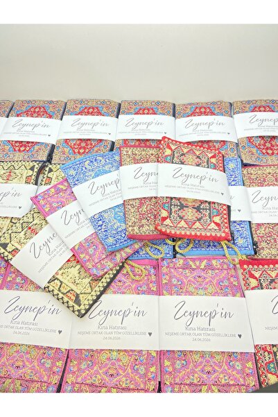 Defne Sepeti 30 ADET KİLİM DOKUMA DESENLİ CÜZDAN KINA GECESİ HEDİYELİK JELATİ...