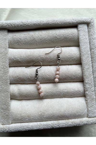 Pel Design Minimal Pink Natural Stone Steel Standard Earrings