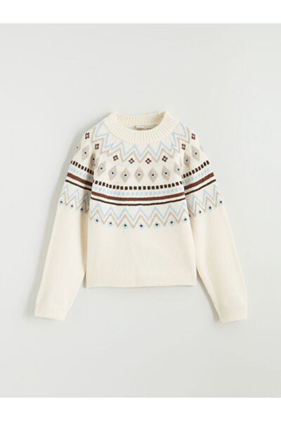 LC Waikiki Rmz Gi̇yi̇m Farkiyla Zero Roba Motif Girls' Knitwear Sweater