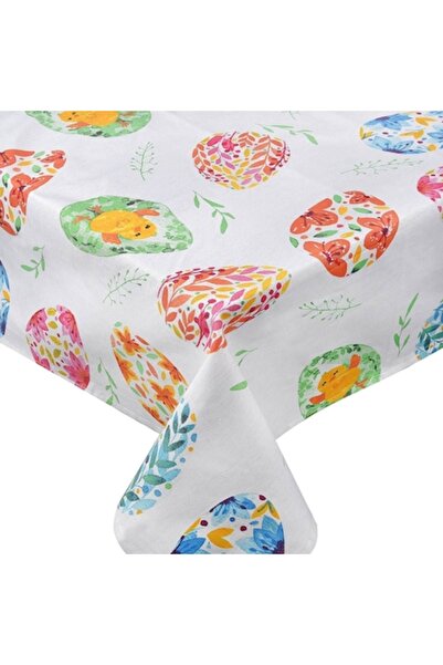 OEM Easter Tablecloth Beige with Colored Eggs 180x140cm
