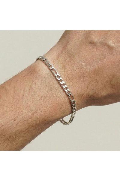 AccessoriesCınCık سوار من الفولاذ المقاوم للصدأ باللون الفضي للرجال