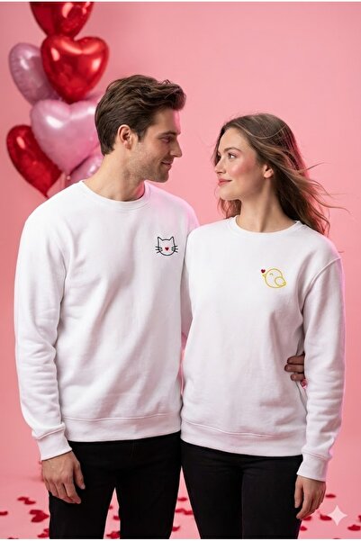 PERISENSE Dear Couple Combination Printed 2-Piece Cotton 3-Yarn Hoodless Over...