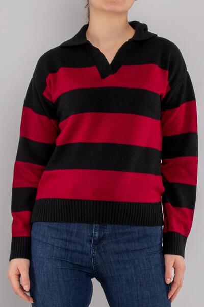 Elfin Polo Neck Striped Sweater