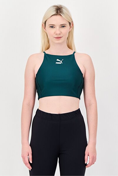 Puma Women Tight Fit Brand Logo Sleeveless Training Top, Tale Green