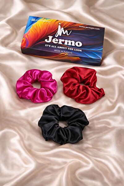 Jermo Γυναικείο Σετ 3 τεμαχίων Σατέν Μαλλιά Λαστιχένια Πόρπη