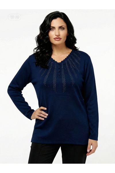 JULYA TRİKO ANNE-TRİKO-TAŞLI-V-Yaka