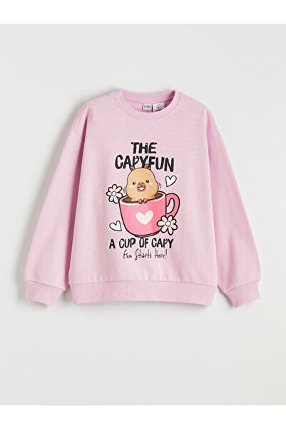 LC Waikiki Sweatshirt gros pentru fete cu imprimeu Capyfun, Colecția Shining ...