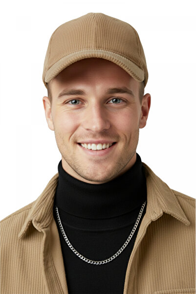 DeepSEA Men's Beige Corduroy Hat – Adjustable Cap Suitable for Daily Use Mode...