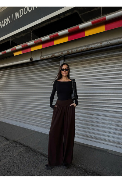 Caddebostan Moda Brown Loose Fabric Trousers Modern Premium Luxury Trend Desi...