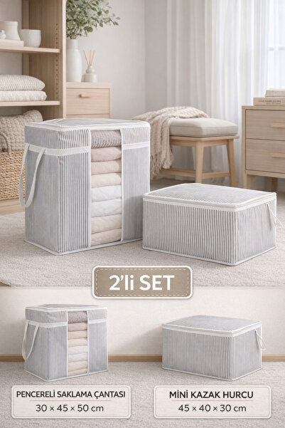 PONÇİK BEBEK 2’li Set – Pencereli Kıyafet Saklama Düzenleme Çantası & Çok Ama...