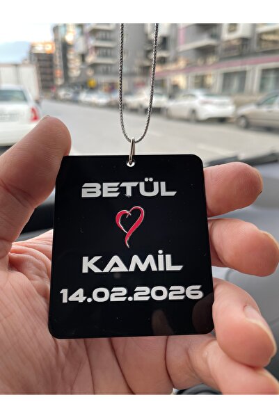 estölye Siyah Pleksi Kişiye Özel isimli ve Nazar Dualı Araba Süsü Dikiz Aynas...