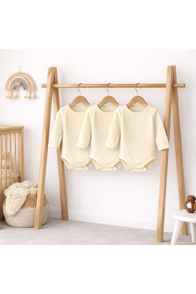 Gleamy 3-Piece 0-3 Years Old 100% Cotton Long Sleeve Baby Bodysuit Cotton Uni...