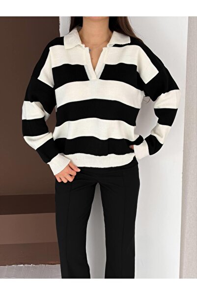 Elfin Polo Neck Striped Sweater