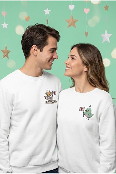 PERISENSE Dear Couple Combination Printed 2-Piece Cotton 3-Yarn Hoodless Over...