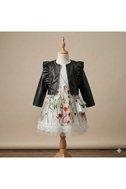 mj kids Girl's Leather Jacket and Tulle Bag Dress Set, 2-5 Years Old, Spring ...