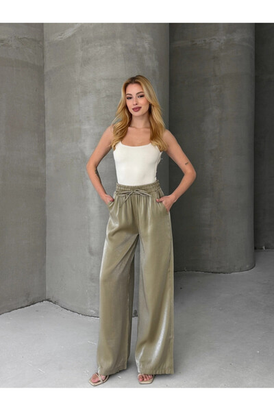 Cool & Sexy Women's Shiny Satin Wide Leg Trousers