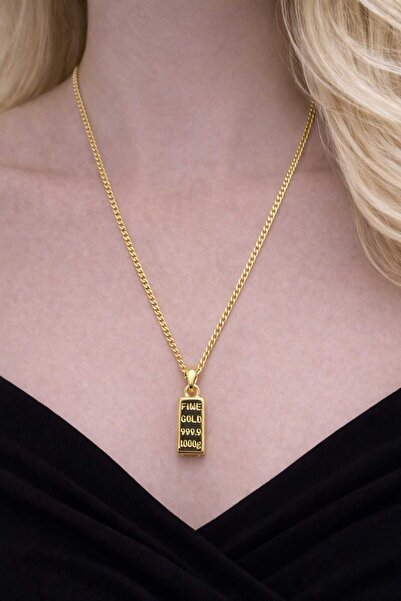 THB.Edition Külçe Altın Görünümlü Çelik Kolye