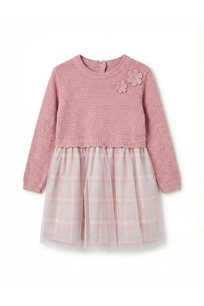 LC Waikiki Rochie tutu pentru fetițe, roz, cu decolteu tip bicicletă și impri...