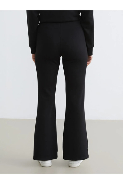 LC Waikiki Black Spanish Flared Women's Sweatpants with Stitching Detail