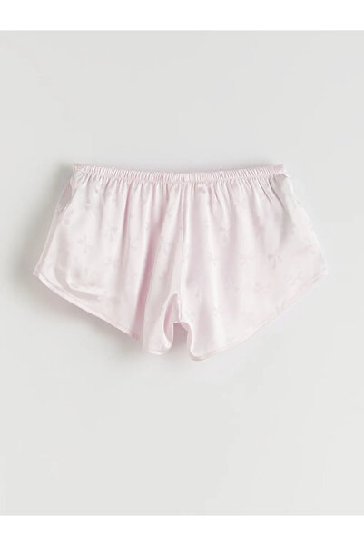 LC Waikiki Σετ Πιτζάμες Γυναικείο Σατέν Ροζ V-λαιμόκοψη με σορτς