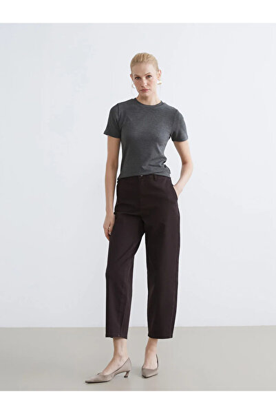 LC Waikiki Anthracite Crew Neck Women's T-Shirt