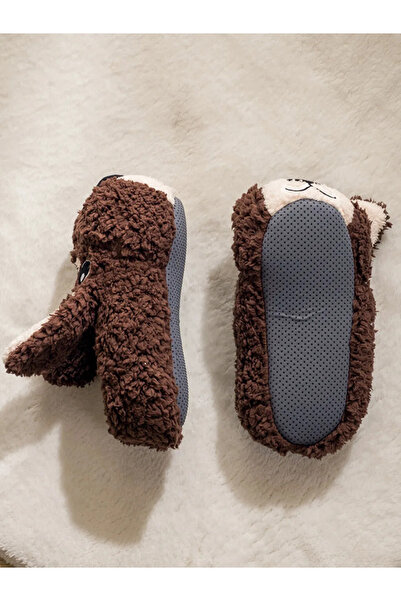 LC Waikiki Кафяви плюшени момчешки пантофи във формата на животни
