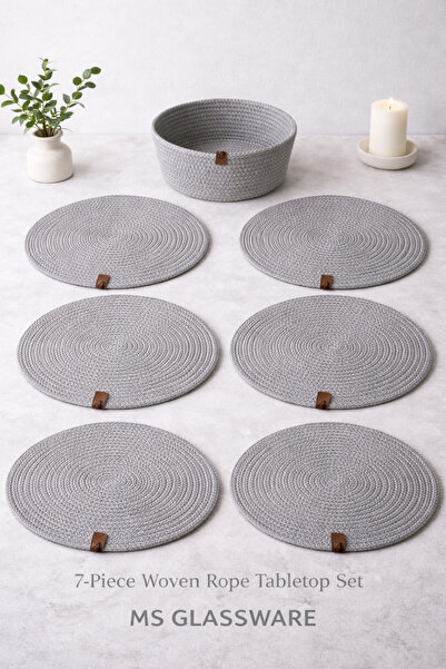 MOON CLOUD GRİ AMERİKAN SERVİS SUPLA JÜT İP SEPETLİ TAKIM ZYNSUPLA0003