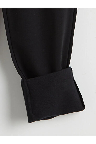 LC Waikiki Black Women's Thick Sweatpants with Elastic Waist