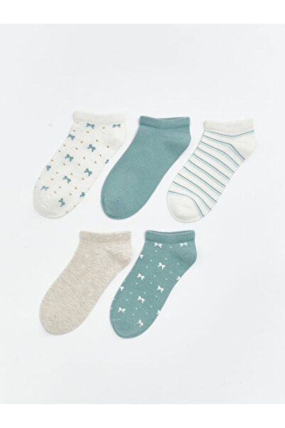 LC Waikiki Rmz Gi̇yi̇m Farkiyla Embroidered Women's Booties Socks 5-Pack