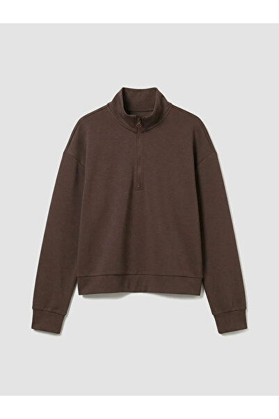 LC Waikiki Hanorac și colanți pentru fete, maro, cu guler înalt, cu atingere ...