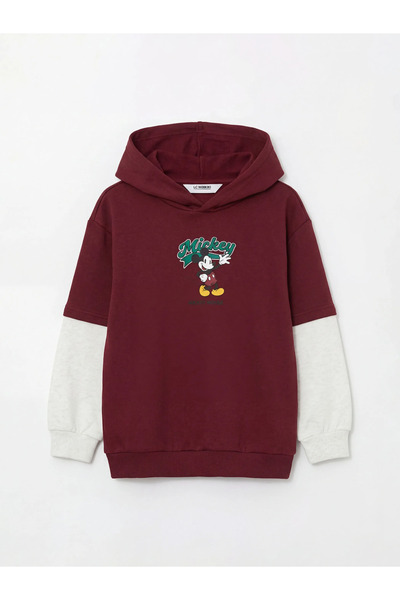 LC Waikiki Crvena Mickey Mouse Štampano deblja majica za dečake