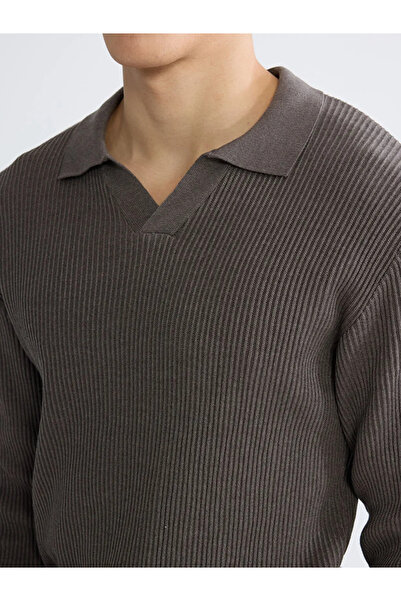 LC Waikiki Beige Polo Neck Men's Knitwear Sweater