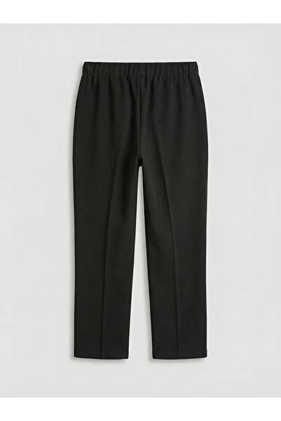 LC Waikiki Black Women's Trousers with Elastic Waist and Button Detail