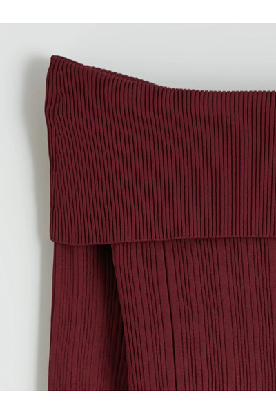 LC Waikiki Red Boat Neck Knit Dress