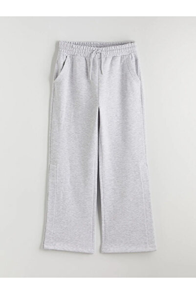 LC Waikiki Gray Easy-To-Wear Women's Sweatpants with Snap-On Cuffs