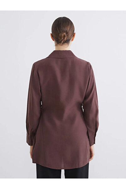 LC Waikiki Brown Women's Shirt Tunic with Tie Detail